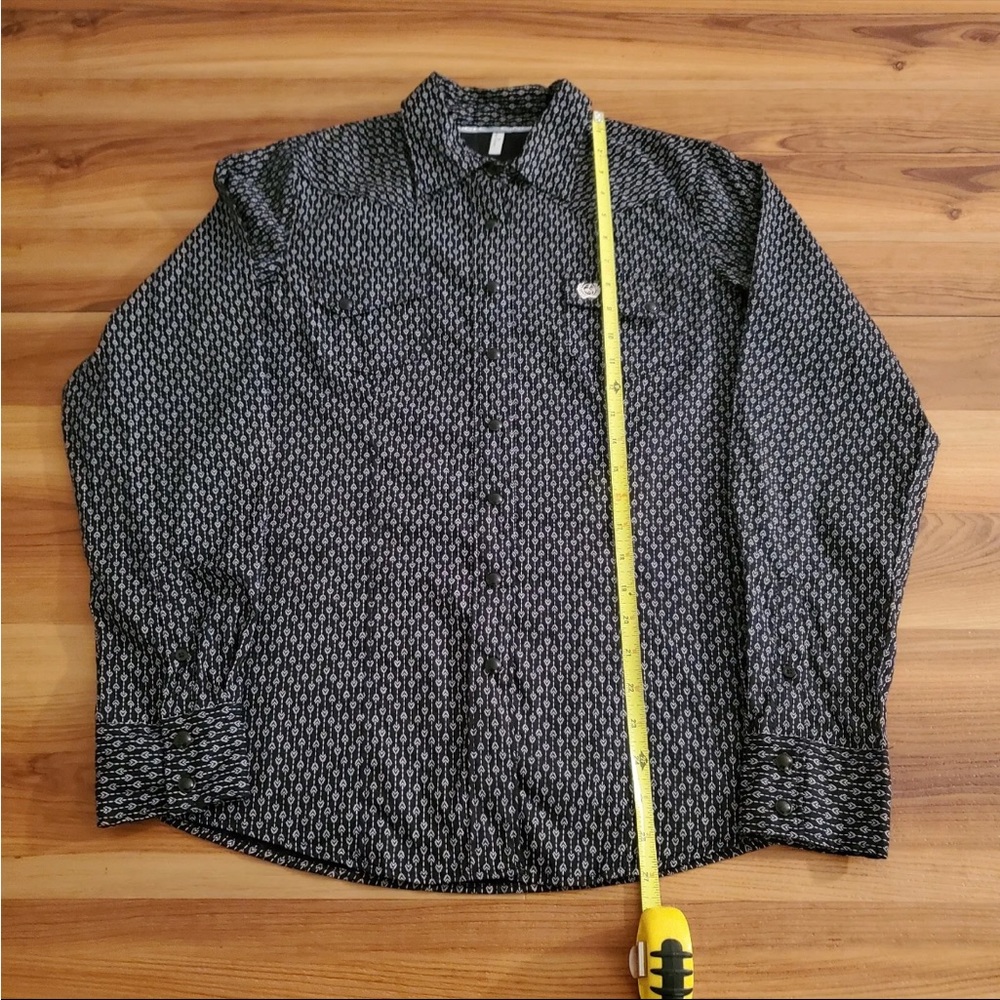 Cinch Mens Pearl Snap Button Up Shirt Size M Black Striped Western Cowboy Rodeo